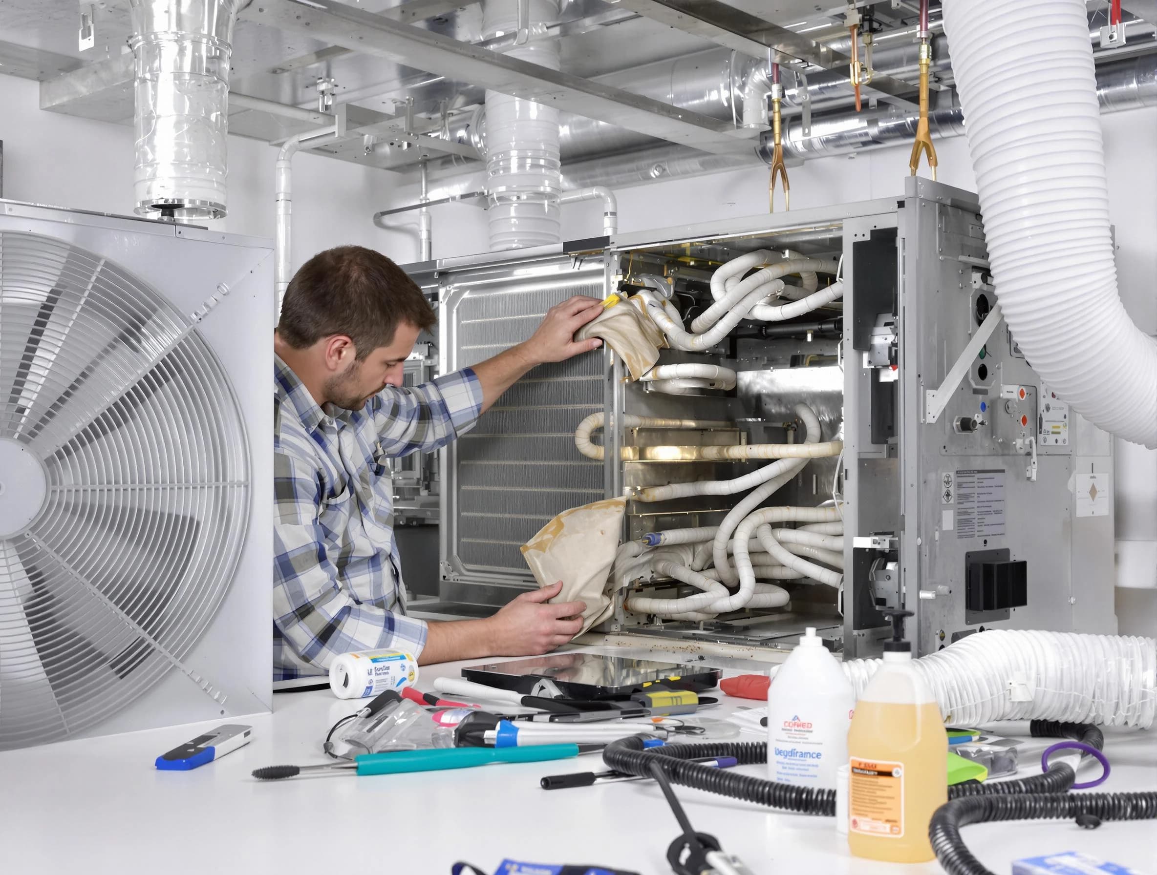 Greenwood Village Air Duct Cleaning specialist performing precision AC coil cleaning in Greenwood Village