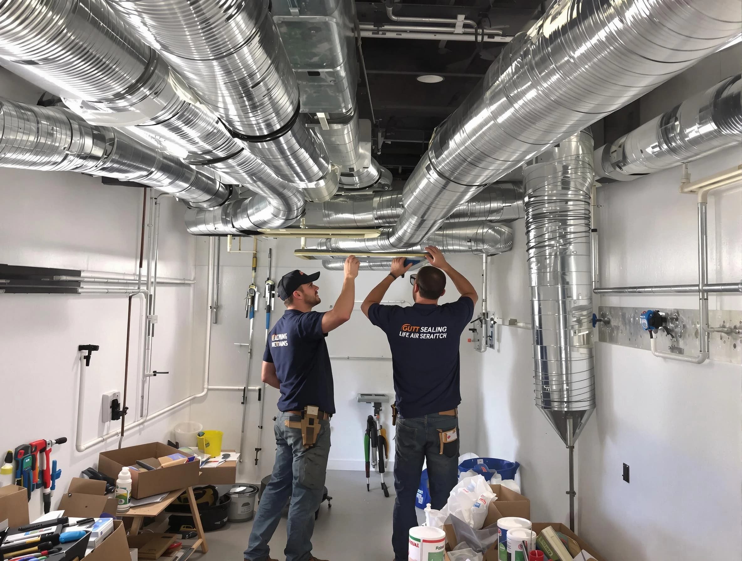 Greenwood Village Air Duct Cleaning technician applying professional duct sealing solutions in Greenwood Village