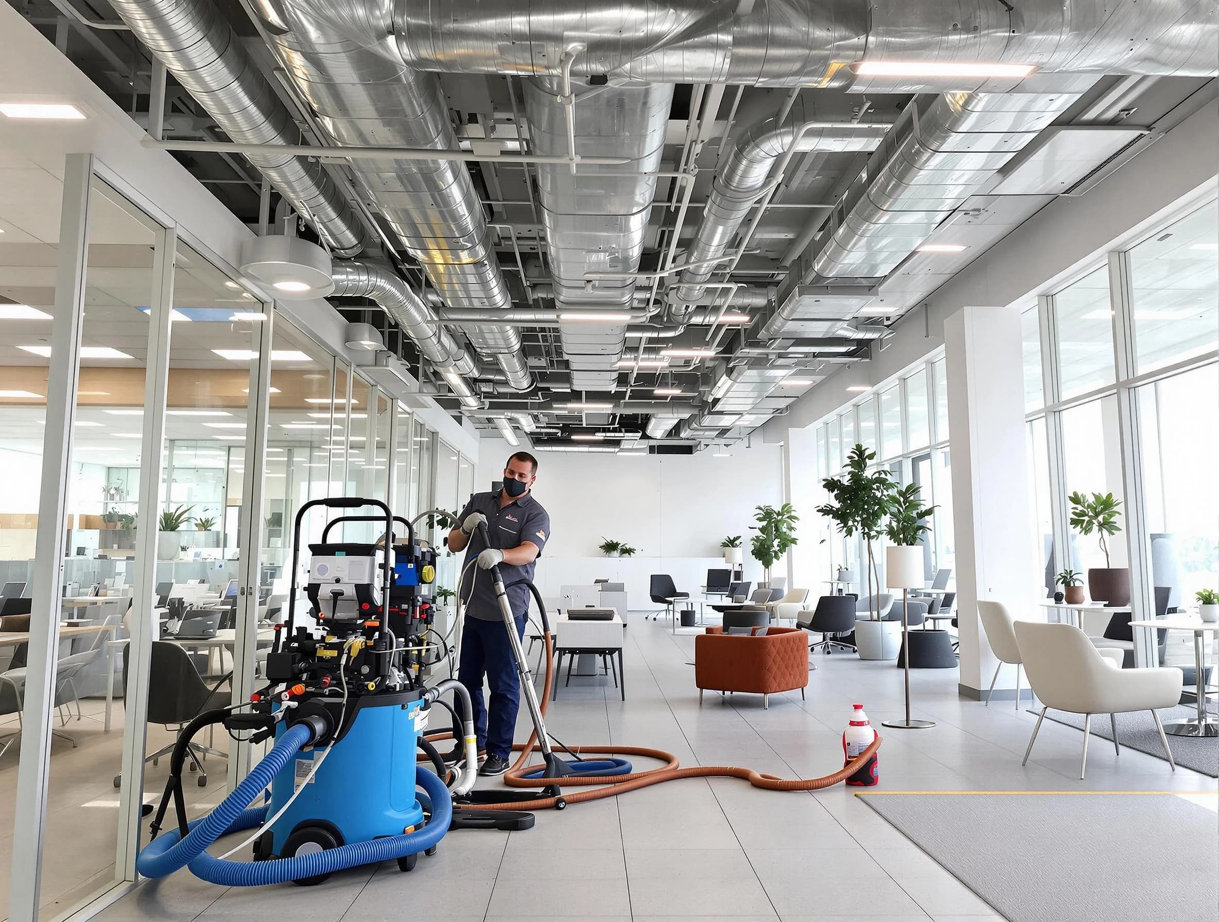 Greenwood Village Air Duct Cleaning team conducting comprehensive commercial duct cleaning at a business location in Greenwood Village