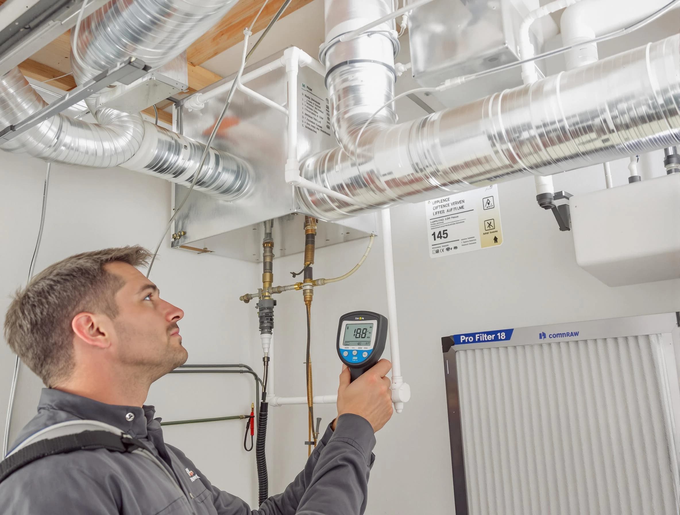 Greenwood Village Air Duct Cleaning expert conducting detailed filter system inspection using diagnostic tools in Greenwood Village