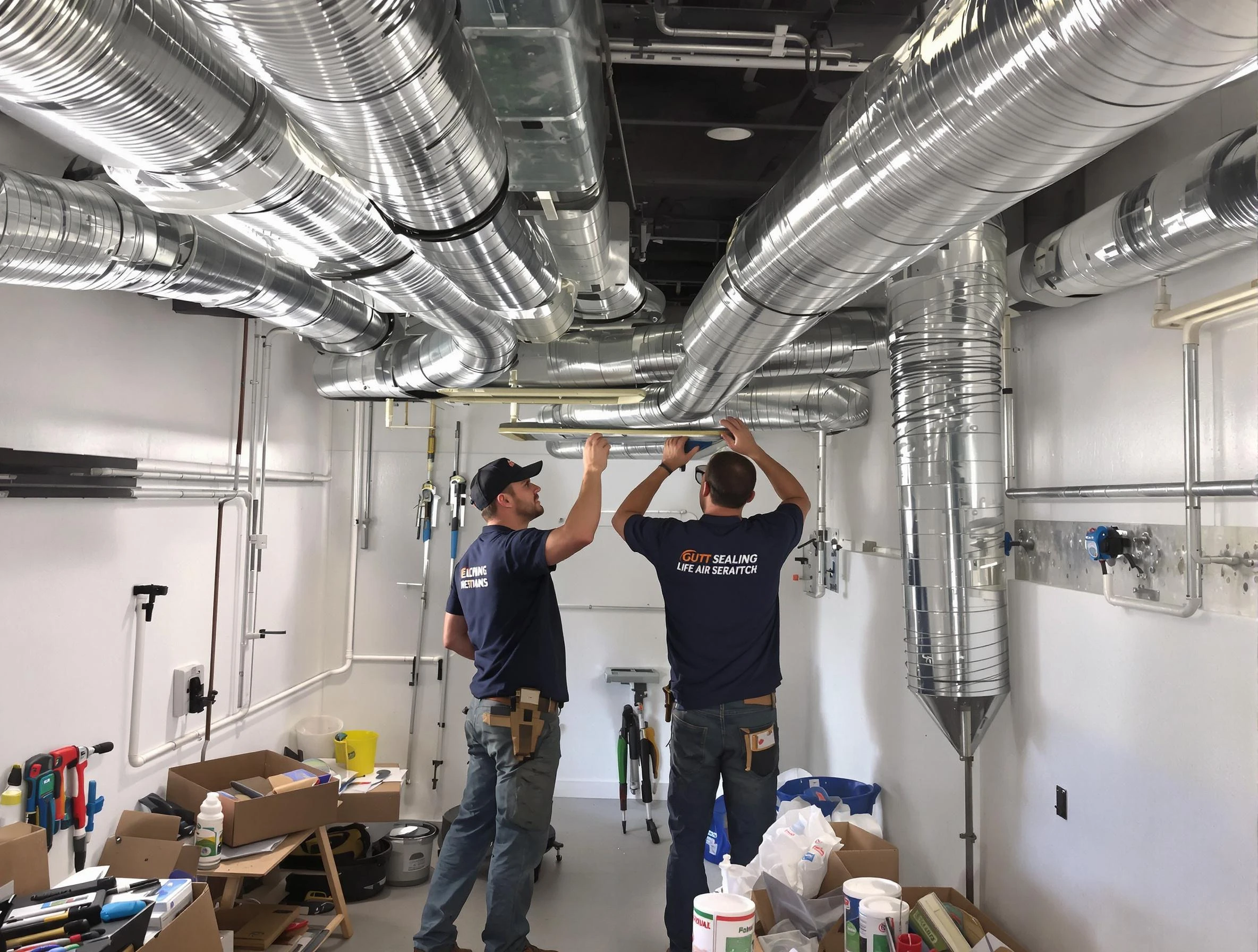 Greenwood Village Air Duct Cleaning technician applying professional duct sealing solutions in Greenwood Village