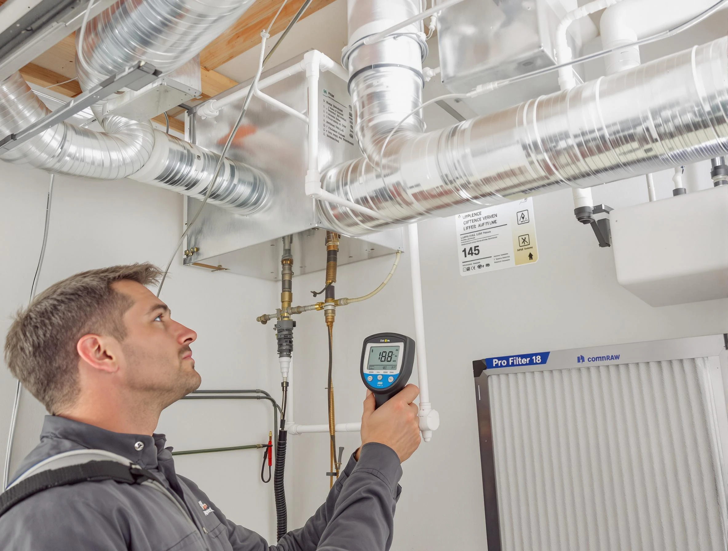 Greenwood Village Air Duct Cleaning expert conducting detailed filter system inspection using diagnostic tools in Greenwood Village