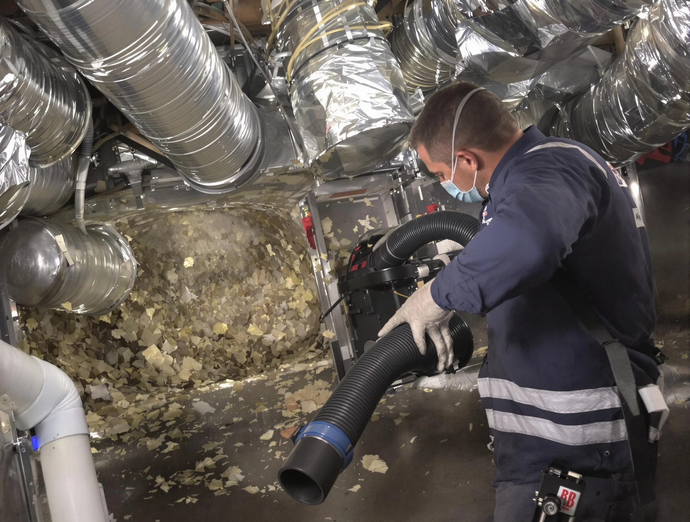 Greenwood Village Air Duct Cleaning specialist operating negative pressure cleaning equipment for thorough duct maintenance in Greenwood Village